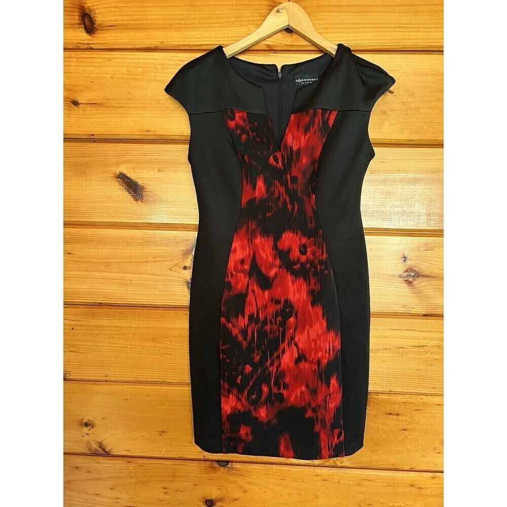 Connected Apparel Dressbarn Sleeveless 2-Toned Dress Sz 4P Black Red